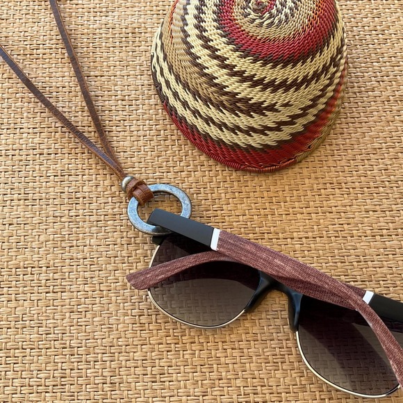 Other - Manly Soft Rich Brown Suede Eyeglass Chain: silver loop, Adjustable Lanyard